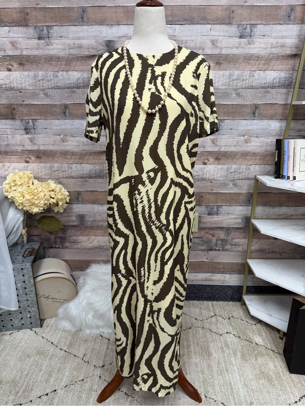 CoreyLynn Calter for Anthro Zebra print mxi tee dresss XS